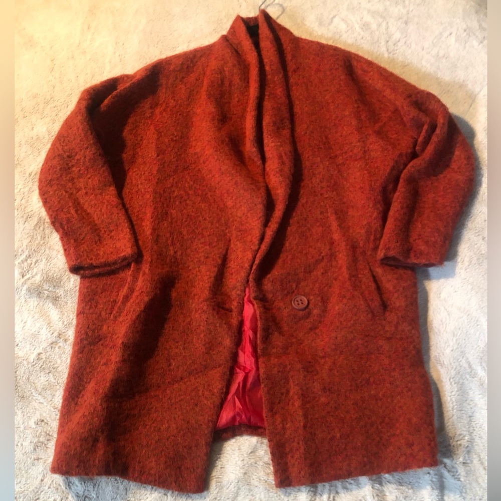 CHEPE Women Medium Orange Long Sleeve Collar Jacket